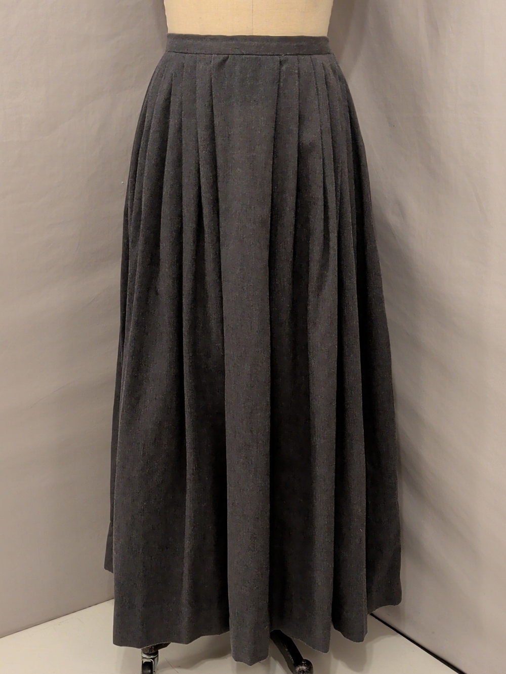 Handmade Long Pleated Maxi Skirt in Soft Charcoal Gray